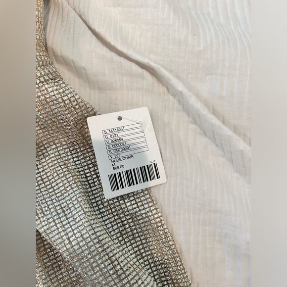 Urban Outfitters Gold Shimmer Silver Romper Tank sleeve M NWT - Picture 3 of 8